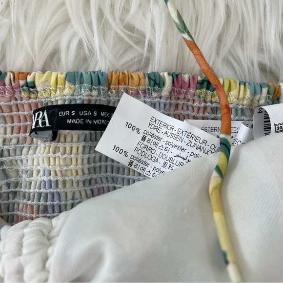 ZARA Multicolor Floral Printed Ruched Halter Crop Top Bloggers Favorite! Small - Picture 11 of 12